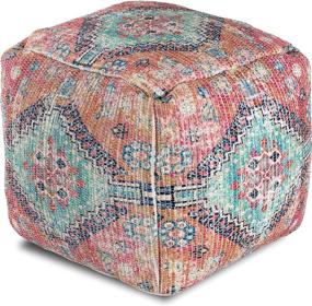 img 2 attached to ✨ Anji Mountain Square Pouf 20x20x20 Pink and Blue - Stylish and Comfortable Seating Option