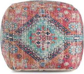 img 1 attached to ✨ Anji Mountain Square Pouf 20x20x20 Pink and Blue - Stylish and Comfortable Seating Option