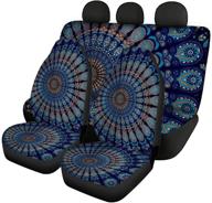 🌸 instantarts boho mandala floral print car seat covers - blue, full set of 4 piece split bench protectors, universal fit for most cars, suvs, sedans, vans logo