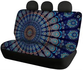 img 1 attached to 🌸 INSTANTARTS Boho Mandala Floral Print Car Seat Covers - Blue, Full Set of 4 Piece Split Bench Protectors, Universal Fit for Most Cars, SUVs, Sedans, Vans