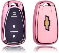 🔑 geerui chevrolet key fob cover case shell + key chain for 2016-2020 malibu camaro cruze: pink logo