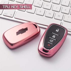 img 3 attached to 🔑 GEERUI Chevrolet Key Fob Cover Case Shell + Key Chain for 2016-2020 Malibu Camaro Cruze: Pink