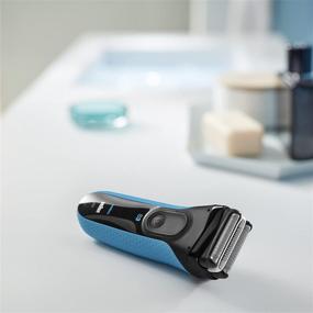 img 3 attached to 💈 Rechargeable Braun Electric Series 3 Razor with Precision Trimmer - Wet & Dry Foil Shaver for Men in Blue/Black, 4 Piece Set