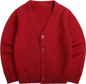 img 4 attached to 👕 Sooxiwood Little Cardigan V Neck Striped Boys' Sweaters: Comfortable and Stylish Clothing