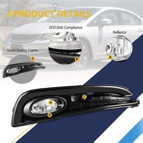 img 1 attached to 🚗 Фары противотуманные Honda Civic Sedan 2013-2015 с лампами галогеновыми H11 12V55W - Полный комплект, Включающий Монтажную Единицу, Комплект Проводки и Выключатель (Линза с Прозрачным Стеклом) - AUTOFREE, 1 Пара