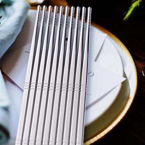 img 3 attached to 🥢 Omia Premium Reusable Metal Stainless Steel Chopsticks - Lightweight Utensils for Easy and Safe Use