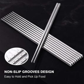 img 1 attached to 🥢 Omia Premium Reusable Metal Stainless Steel Chopsticks - Lightweight Utensils for Easy and Safe Use