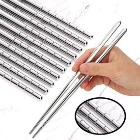 img 4 attached to 🥢 Omia Premium Reusable Metal Stainless Steel Chopsticks - Lightweight Utensils for Easy and Safe Use