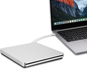 img 2 attached to 📀 High-performance USB-C External CD DVD Drives, Self-Priming CD Drives DVD-RW Burner for MacBook, iMac, Dell XPS - Ultra Slim Design