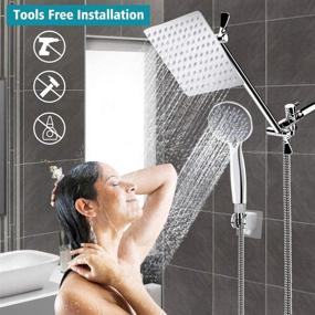 img 1 attached to 🚿 Premium 8'' High Pressure Rainfall Shower Head / Handheld Shower Combo with 11'' Extension Arm - Height/Angle Adjustable, Stainless Steel Bath Shower Head with Holder, 1.5M Hose - Chrome Finish & 4 Hooks Included