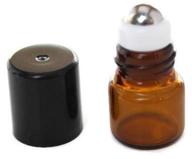 refillable amber glass bottles with stainless steel roller - preserving quality and ease of application logo