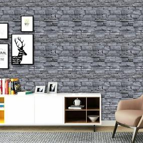 img 3 attached to 🧱 Stone Peel and Stick Wallpaper - 17.71" x 393.7" - Self-Adhesive, Removable, Brick Design - Decorative, Easy to Apply, Peel & Stick