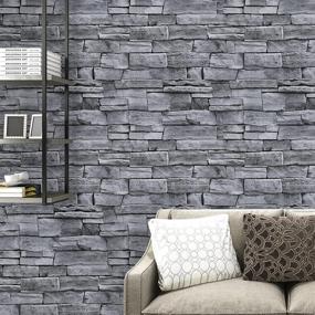 img 4 attached to 🧱 Stone Peel and Stick Wallpaper - 17.71" x 393.7" - Self-Adhesive, Removable, Brick Design - Decorative, Easy to Apply, Peel & Stick