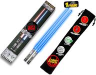 🍣 led glowing lightsaber chopsticks - star wars inspired light up sushi sabers - removable handle, dishwasher safe - premium gift box & carry case included - blue, 1 pair logo