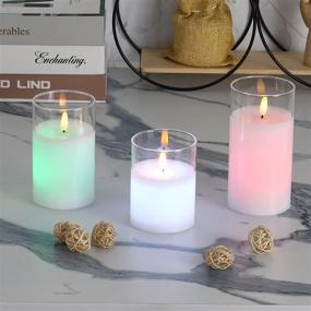 img 3 attached to 🕯️ Flickering LED Pillars with Remote Control - Set of 3 Flameless Candles, Color Changing Battery Operated Plexiglass Candles for Halloween, Wedding, Christmas and Home Decoration