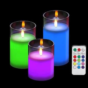 img 4 attached to 🕯️ Flickering LED Pillars with Remote Control - Set of 3 Flameless Candles, Color Changing Battery Operated Plexiglass Candles for Halloween, Wedding, Christmas and Home Decoration