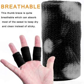 img 1 attached to Finger Sleeves and Thumb Splint Brace for Finger Support - Elastic Finger Tape for Breathable Compression, Pain Relief, Trigger Finger - Sports Compression Aids - Set of 10 (Black)