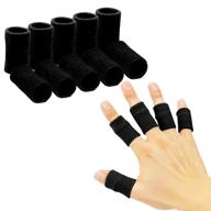 finger sleeves and thumb splint brace for finger support - elastic finger tape for breathable compression, pain relief, trigger finger - sports compression aids - set of 10 (black) логотип