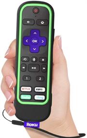 img 2 attached to 📱 SIKAI Protective Case for ROKU Voice Remote Pro, Roku Ultra 2020/2019 Remote Cover, Shockproof Silicone Sleeve for Roku Ultra 4800R 4670R RCS01R Voice Remote Pro - Anti-Lost with Loop (Black-Glow Green)