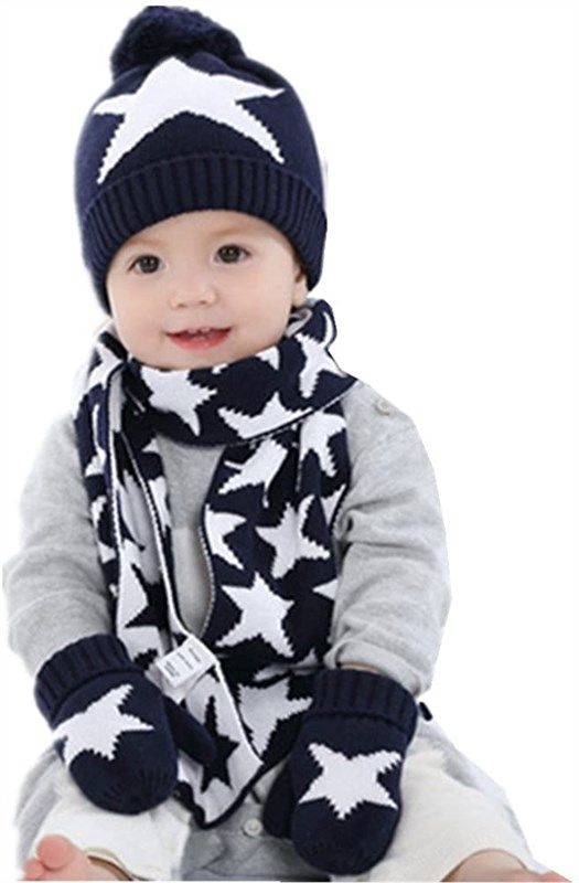 ding dong winter knitted gloves 3pieces boys' clothing 로고