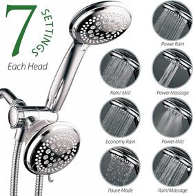 img 3 attached to Hotel Spa Shower Heads with Handheld Spray: High Pressure 2-in-1 Shower Head, 36-Setting, 4-Inch Showerhead with 4-Inch Handheld Shower Head, Includes 5-Foot Shower Hose, Showerspa in Chrome