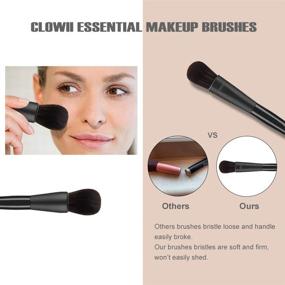 img 1 attached to 💄 12PCs Makeup Brushes Set - CLOWII Professional Birch Handle Brush Set for Foundation Concealer with 1 Makeup Cleaner (Black)