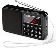 prunus l-429 portable digital am/fm radio with neodymium speaker, sw band, auto save, usb flash drive, tf card, aux input, mp3 player - battery operated (black) logo