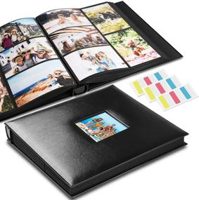 img 4 attached to 📸 Extra Large Capacity Family Wedding Picture Book - Leather Cover Photo Album with 4x6 1000 Pockets, Index Tabs, Holds Horizontal and Vertical Photos - Black Pages