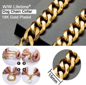 img 2 attached to Premium Loveshine 18K Gold Cuban Link Dog Chain Collar- Heavy Duty & Stylish Slip Dog Collar for Dogs (10in to 26in)