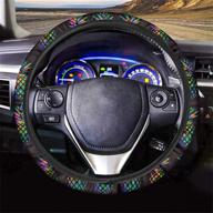 seanative car steering wheel cover with colorful pineapple design - universal fit anti-slip neoprene wheel protector logo