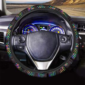 img 4 attached to SEANATIVE Car Steering Wheel Cover With Colorful Pineapple Design - Universal Fit Anti-Slip Neoprene Wheel Protector