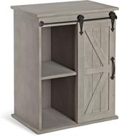 🏚️ rustic gray wood freestanding storage cabinet side accent table with sliding barn door - kate and laurel cates logo