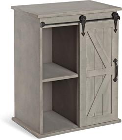 img 4 attached to 🏚️ Rustic Gray Wood Freestanding Storage Cabinet Side Accent Table with Sliding Barn Door - Kate and Laurel Cates