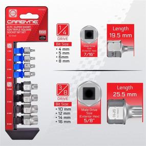 img 3 attached to 🔧 Набор битов для тройного квадратного гнезда CARBYNE Super Short XZN: 8 предметов от 4мм до 16мм из стали S2