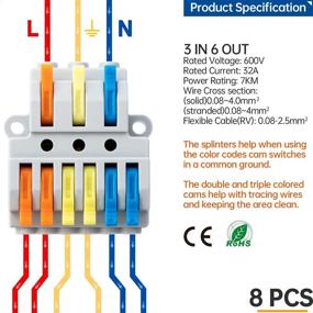 img 2 attached to 🔌 GKEEMARS 8 Pack Compact Wire Splice Connectors Quick Terminal Blocks (3-in-6 Out) for Electrical Wiring