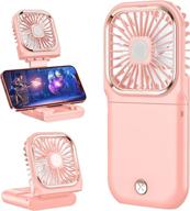 🌬️ portable handheld mini fan, digi marker 5 in 1: foldable usb rechargeable mini fan with 3000 mah power bank, 3 speeds & hanging neck cooling (pink) логотип
