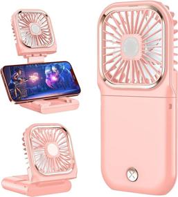 img 4 attached to 🌬️ Portable Handheld Mini Fan, Digi Marker 5 in 1: Foldable USB Rechargeable Mini Fan with 3000 mAh Power Bank, 3 Speeds & Hanging Neck Cooling (Pink)