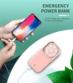 img 3 attached to 🌬️ Portable Handheld Mini Fan, Digi Marker 5 in 1: Foldable USB Rechargeable Mini Fan with 3000 mAh Power Bank, 3 Speeds & Hanging Neck Cooling (Pink)