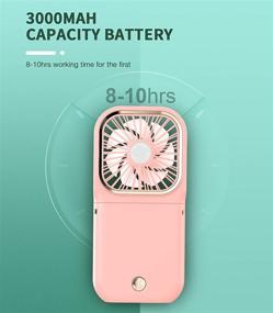 img 1 attached to 🌬️ Portable Handheld Mini Fan, Digi Marker 5 in 1: Foldable USB Rechargeable Mini Fan with 3000 mAh Power Bank, 3 Speeds & Hanging Neck Cooling (Pink)