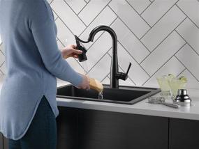 img 2 attached to Delta Essa Matte Black Bar Faucet with Pull Down Sprayer - Single Hole, Wet Bar and Prep Sink Faucet, Kitchen Faucet in Matte Black Finish - Model 9913-BL-DST