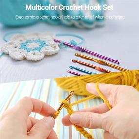 img 2 attached to 🧶 URWOOW 100-Piece Crochet Hook Set with Yarn Knitting Needles Sewing Tools - Full Set Knit Gauge, Scissors, Stitch Holders - Household Tool Kit