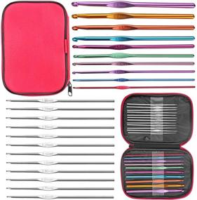 img 1 attached to 🧶 URWOOW 100-Piece Crochet Hook Set with Yarn Knitting Needles Sewing Tools - Full Set Knit Gauge, Scissors, Stitch Holders - Household Tool Kit