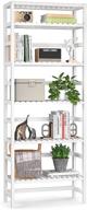 📚 homykic 6-tier bamboo adjustable tall bookshelf, bookcase rack organizer shelving unit for living room, study, kitchen, bedroom, balcony, office, bathroom - free standing storage, white logo