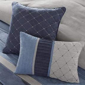 img 1 attached to 🛏️ Madison Park Cozy Comforter Set: Modern All Season Bedding, King Size - Collins Collection, Suede Blue Grey - 7 Piece Set Including Bed Skirt & Decorative Pillows