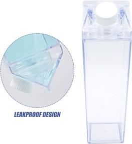 img 1 attached to 🥛 Suruikei 2 Pack Milk Carton Water Bottles: 17oz Clear Square Plastic Bottles Portable for Outdoor Sports and Travel - BPA Free, Straw & Bottle Brush Included!