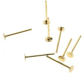 img 2 attached to 🔒 YOYOSTORE 100 Golden Stainless Steel Flat Pad Earring Findings (with 12mm Post) + 100 Metal Earring Backs Blanks (3mm Size)