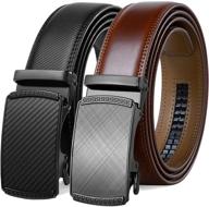 stylish leather ratchet belt with click buckle: adjustable men's accessories logo