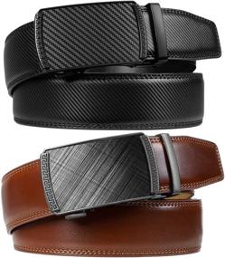 img 3 attached to Stylish Leather Ratchet Belt with Click Buckle: Adjustable Men's Accessories