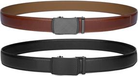 img 1 attached to Stylish Leather Ratchet Belt with Click Buckle: Adjustable Men's Accessories