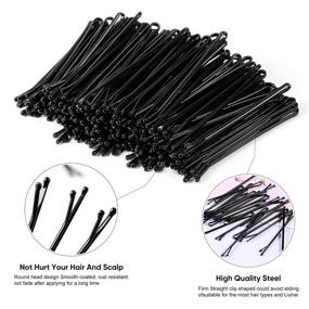 img 2 attached to 💇 Hair Bobby Pins - Shaped Hair Clips for Girls, Women, and Kids - Black Hair Grips for Styling - Straight Plate Hairpin - Set of 200 Hair Accessories